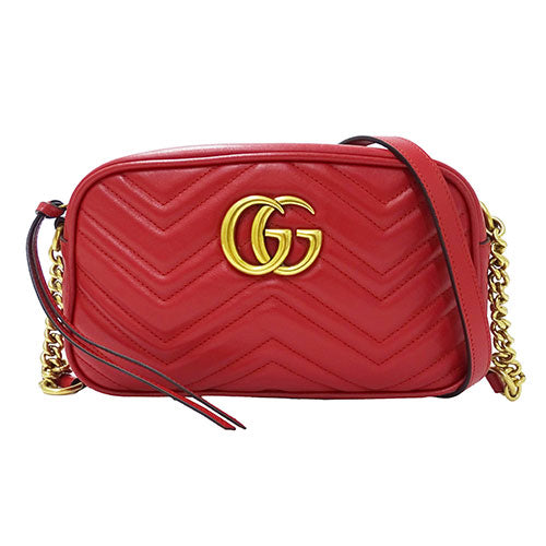 Gucci GG Marmont Leather Shoulder Bag Red