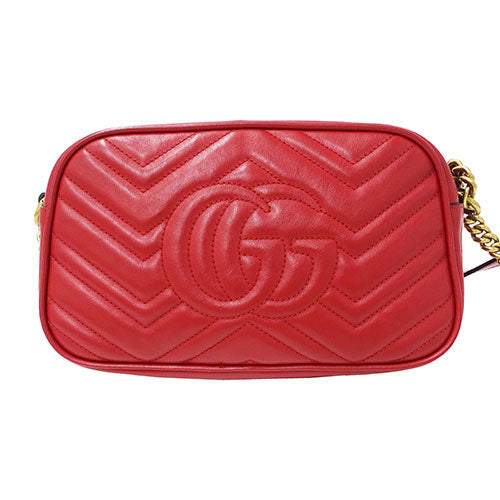 Gucci GG Marmont Leather Shoulder Bag Red