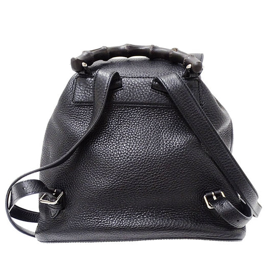 Gucci Leather Bamboo Backpack Black