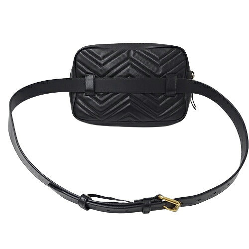 Gucci Leather Waist Bag GG Marmont Black