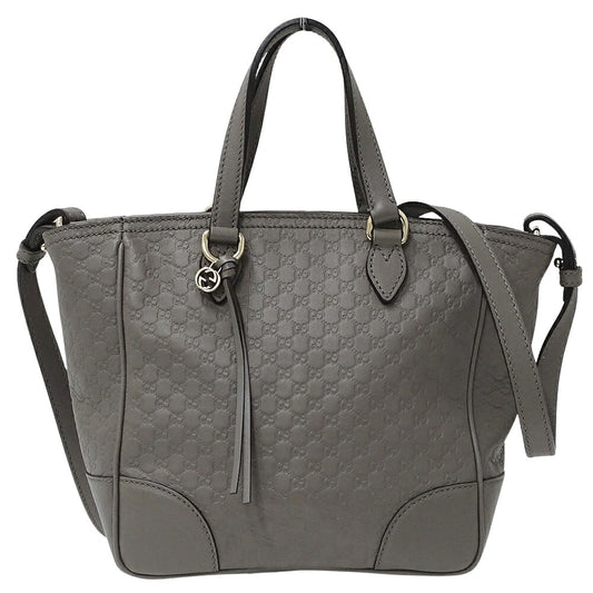 Gucci Leather 2way Handbag Gray