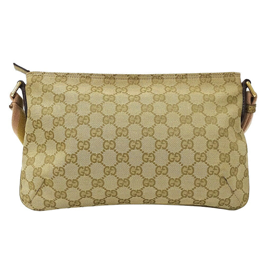Gucci GG Canvas Shoulder Bag Beige Brown Pink
