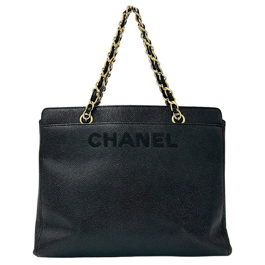 Chanel Caviar Skin Tote Handbag Black