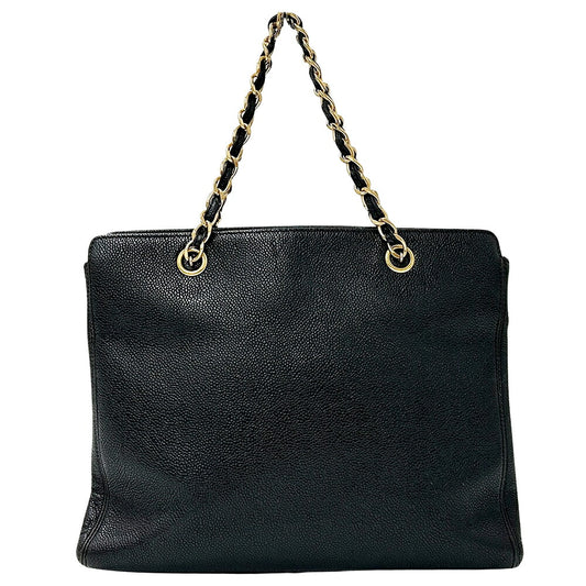 Chanel Caviar Skin Tote Handbag Black