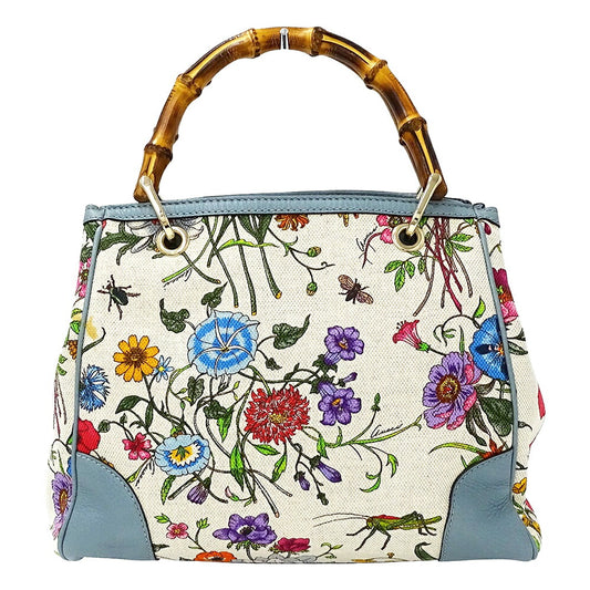 Gucci Canvas Leather 2way Bamboo Bag