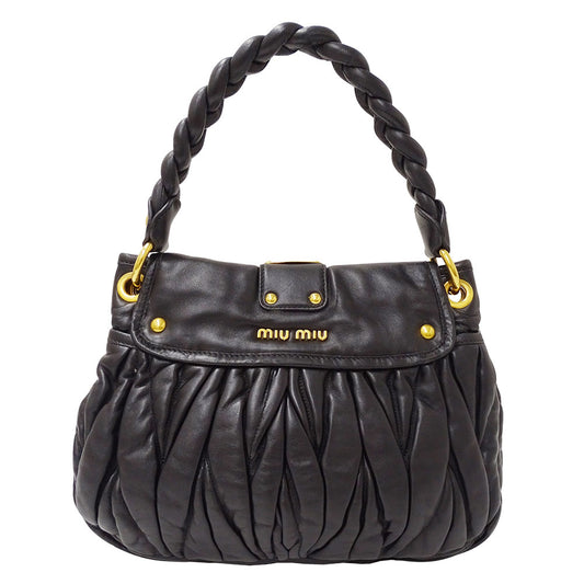 Miu Miu Leather Handbag 2way Black
