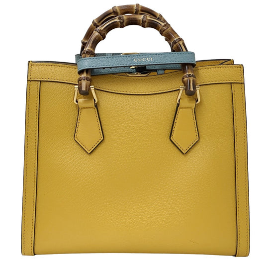 Gucci Bamboo Leather 2way Handbag Yellow